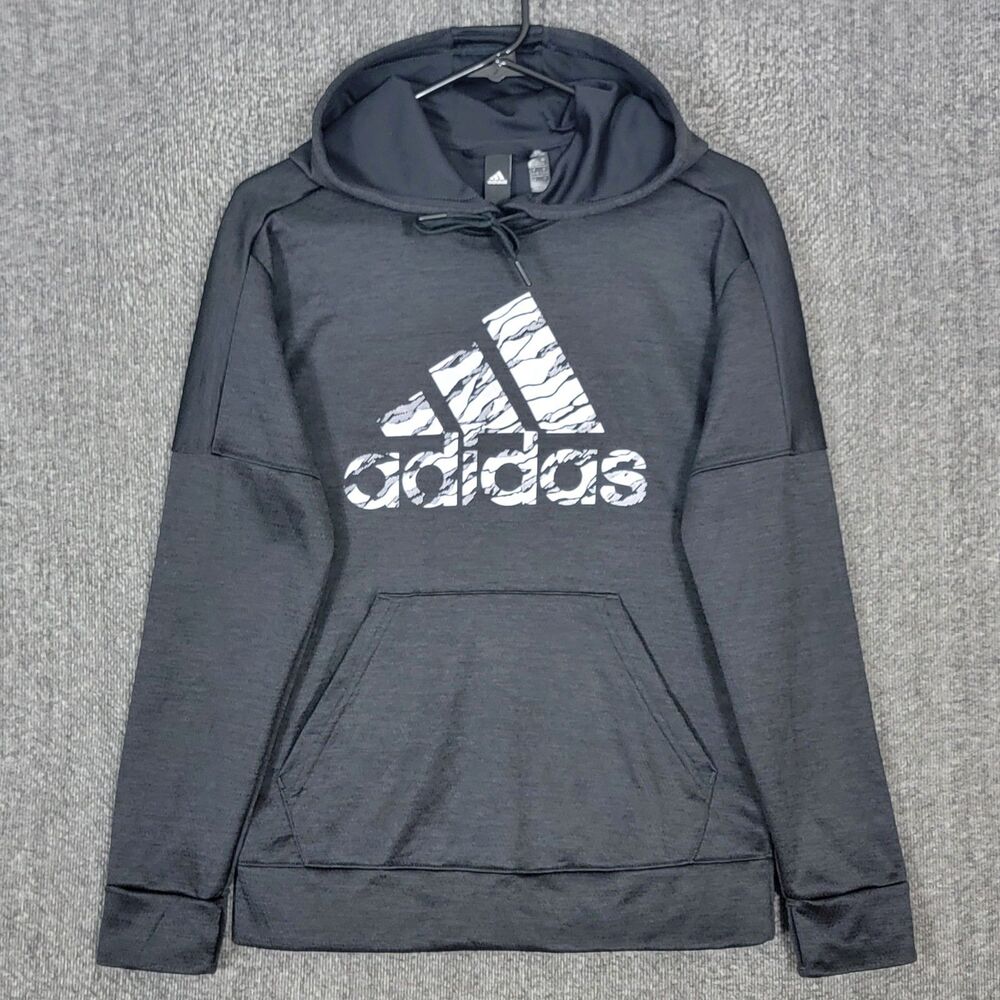 Adidas Hoodie Sweatshirt Womens S Black BOS Camo Logo Climawarm Pullover CX5127